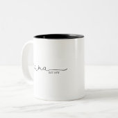 Mama Established | Mom Gift Two-Tone Coffee Mug (Front Left)