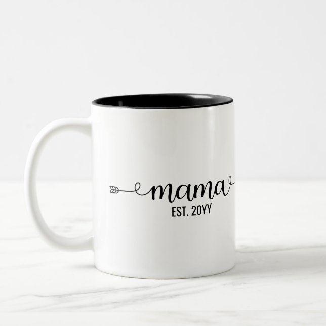 Mama established, Mom to be personalised gifts Two-Tone Coffee Mug (Left)