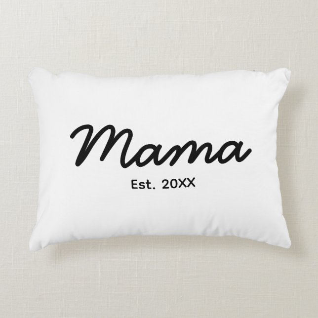 Mama Established Year | Mom Personalized Date Accent Pillow (Front)