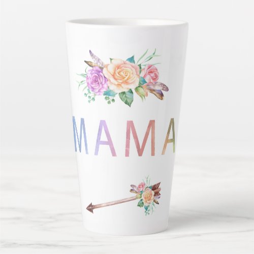 Mama Floral Boho Watercolor Latte Mug
