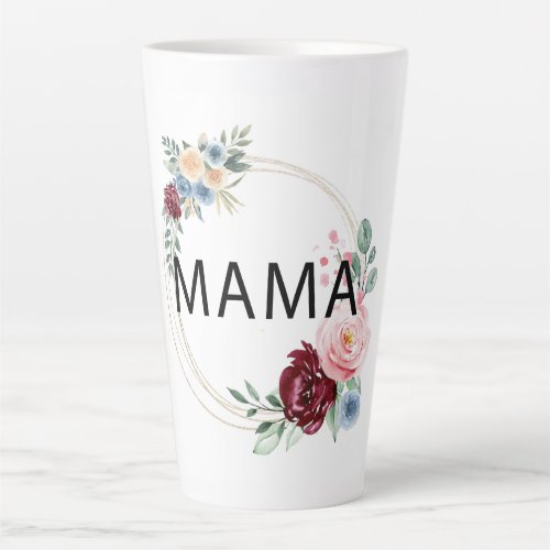 Mama Floral Circle Watercolor Latte Mug