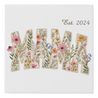 MAMA Floral Embroidered Canvas Art Wall Decor, Boh