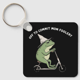 Mama Frog Off to Commit Mom Foolery Scooter Gift  Keychain