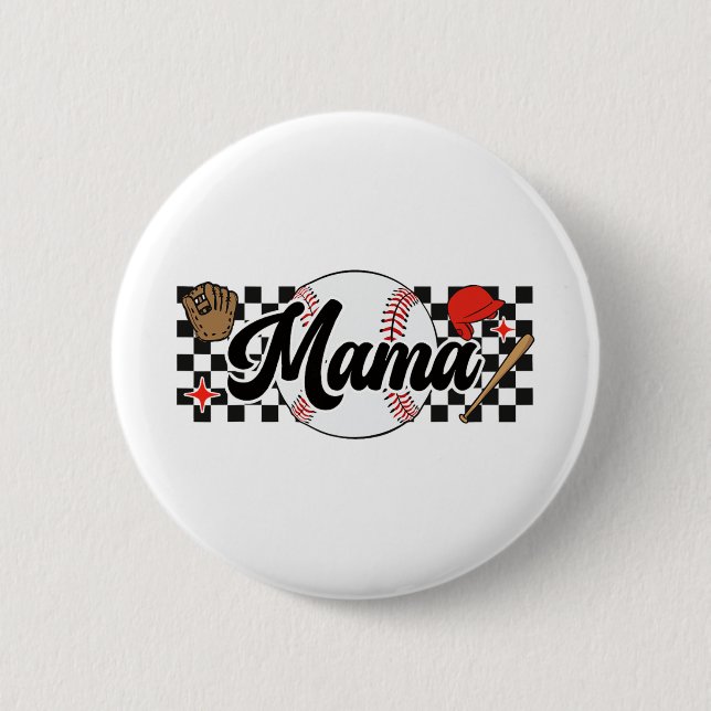 Mama Game Day Vibes Mothers Day Women Baseball Mom Button (Front)