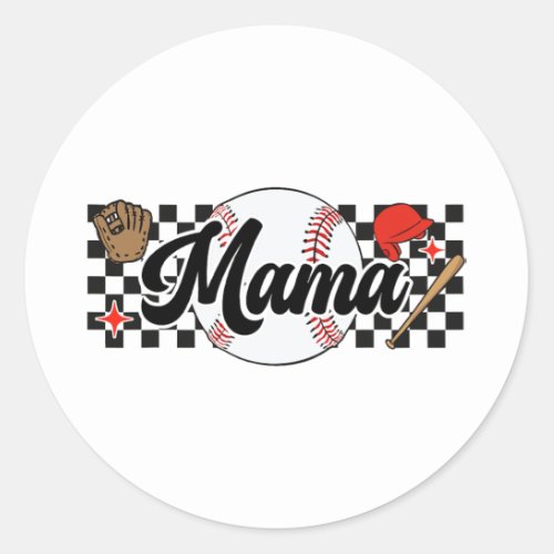 Mama Game Day Vibes Mothers Day Women Baseball Mom Classic Round Sticker