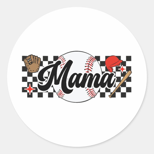 Mama Game Day Vibes Mothers Day Women Baseball Mom Classic Round Sticker (Front)