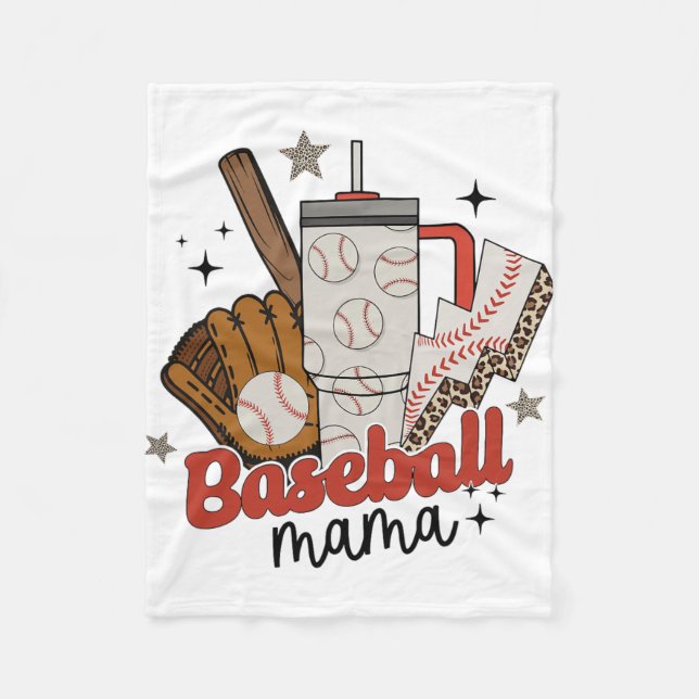 Mama Game Day Vibes Mothers Day Women Baseball Mom Fleece Blanket (Front)