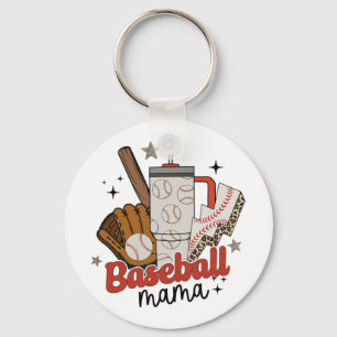 Mama Game Day Vibes Mothers Day Women Baseball Mom Keychain