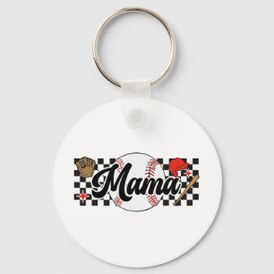 Mama Game Day Vibes Mothers Day Women Baseball Mom Keychain