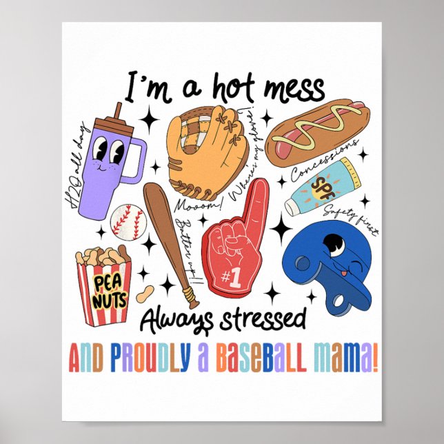 Mama Game Day Vibes Mothers Day Women Baseball Mom Poster (Front)