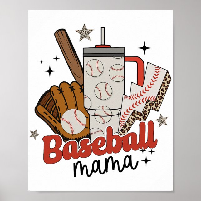 Mama Game Day Vibes Mothers Day Women Baseball Mom Poster (Front)