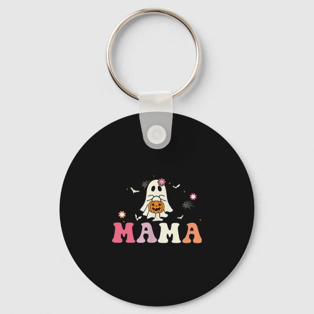 Mama Ghost Boo One Soky Mama First Halloween Birth Keychain (Front)
