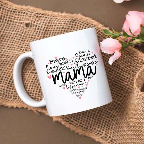 Mama Gift Mom Script Inspiring Hearts Giant Coffee Mug