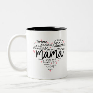 Mama Gift Mom Script Inspiring Hearts Two-Tone Coffee Mug