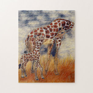 Mama Giraffe 🦒 And Baby Jigsaw Puzzle