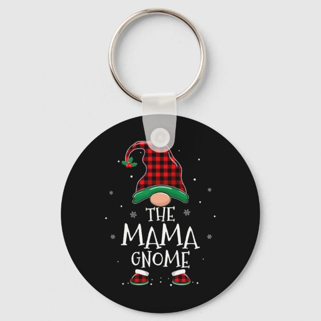Mama Gnome Xmas Family Matching Red Plaid Christma Keychain (Front)