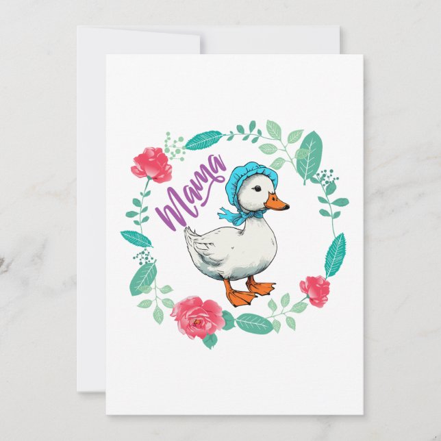 Mama Goose and Flowers for Mother’s Day Invitation (Front)