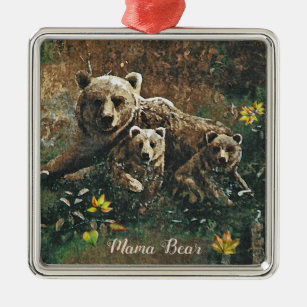 Mama Bear Metal Ornament