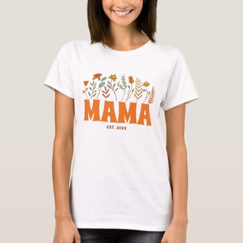 Mama Groovy Autumn Flower Retro Vintage Floral Mom T_Shirt