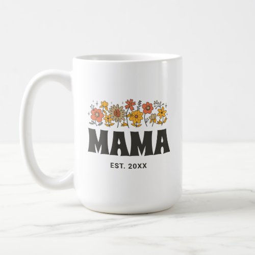 Mama Groovy Flower Retro Vintage Floral Custom Mom Coffee Mug
