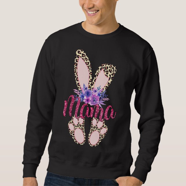 Mama Happy Easter Day 2022 Leopard Bunny Rabbit Gi Sweatshirt (Front)