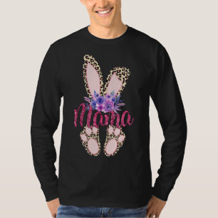 Mama Happy Easter Day 2022 Leopard Bunny Rabbit Gi T-Shirt