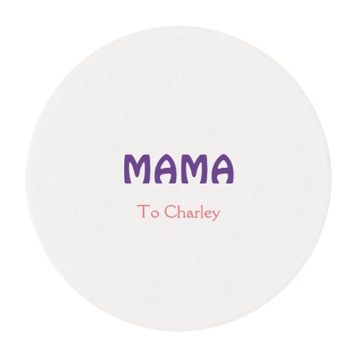 Mama happy mothers retro purple add name text vint edible frosting rounds