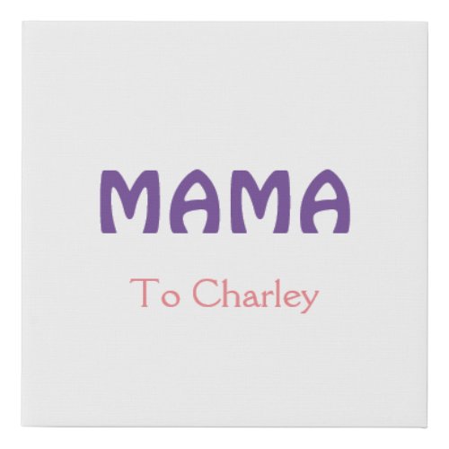 Mama happy mothers retro purple add name text vint faux canvas print