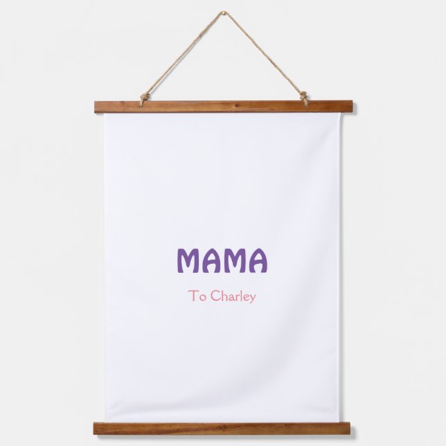 Mama happy mothers retro purple add name text vint hanging tapestry (Front)