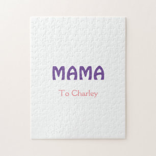 Mama happy mothers retro purple add name text vint jigsaw puzzle