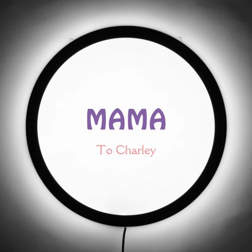 Mama happy mothers retro purple add name text vint LED sign