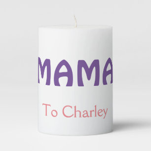 Mama happy mothers retro purple add name text vint pillar candle