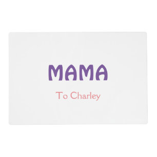 Mama happy mothers retro purple add name text vint placemat