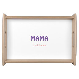 Mama happy mothers retro purple add name text vint serving tray