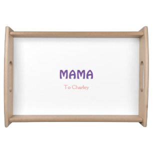 Mama happy mothers retro purple add name text vint serving tray