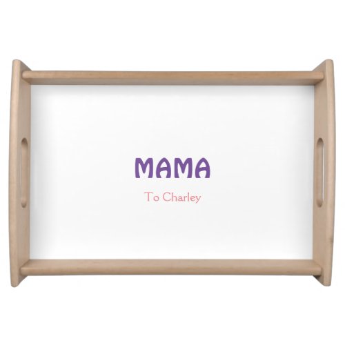 Mama happy mothers retro purple add name text vint serving tray