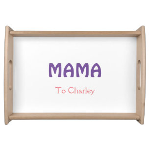 Mama happy mothers retro purple add name text vint serving tray