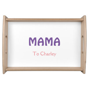 Mama happy mothers retro purple add name text vint serving tray