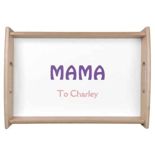 Mama happy mothers retro purple add name text vint serving tray