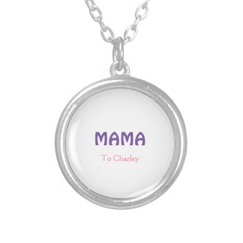 Mama happy mothers retro purple add name text vint silver plated necklace