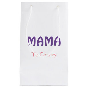 Mama happy mothers retro purple add name text vint small gift bag