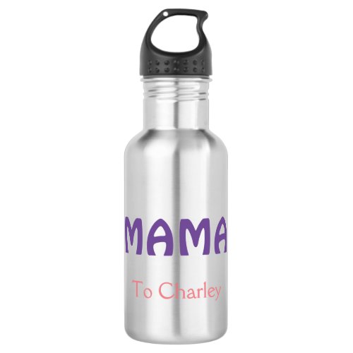 Mama happy mothers retro purple add name text vint stainless steel water bottle