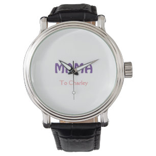 Mama happy mothers retro purple add name text vint watch
