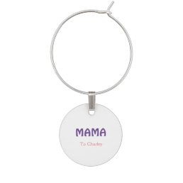 Mama happy mothers retro purple add name text vint wine charm
