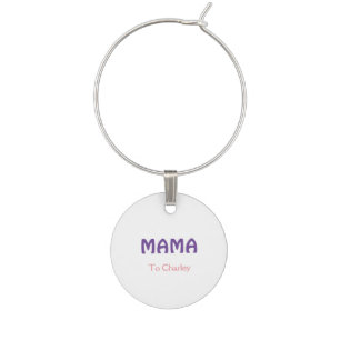 Mama happy mothers retro purple add name text vint wine charm