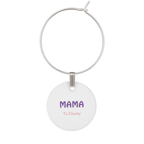 Mama happy mothers retro purple add name text vint wine charm