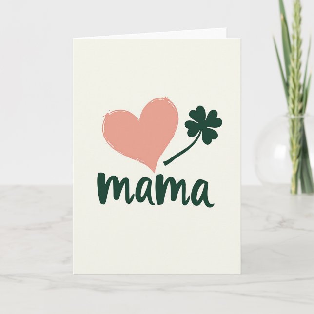 Mama Heart Clover Love Card (Front)