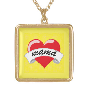Mama Heart Design Gold Plated Necklace