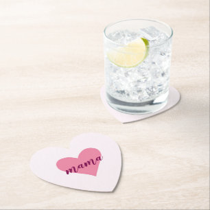 Mama Heart-Shaped Paper Coaster – Perfect Gift 