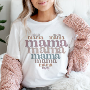 Mama Heart Stacked Word Art Retro T-Shirt